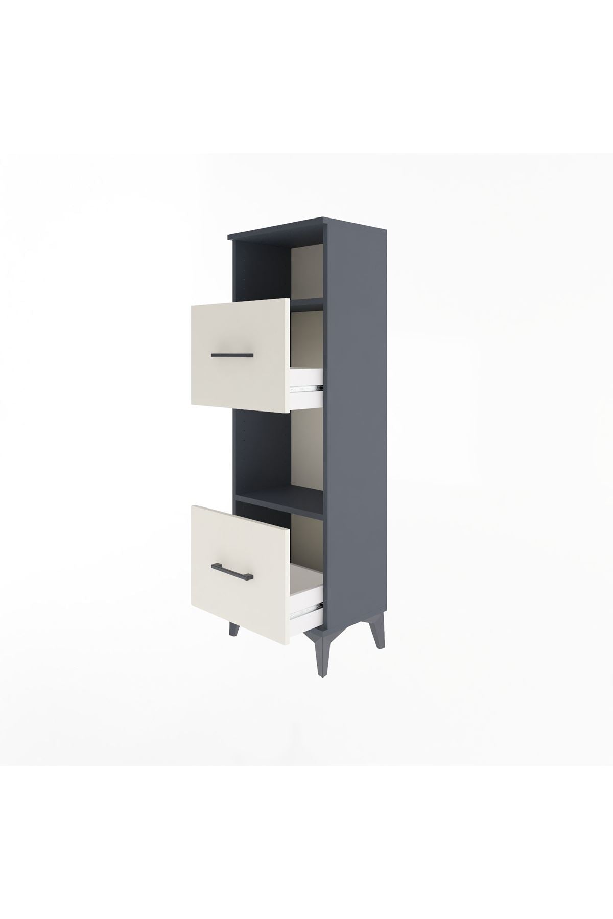 Arges Dolap 2 Raflı 2 Çekmeceli 44x30x134 Antrasit-Aytaşı