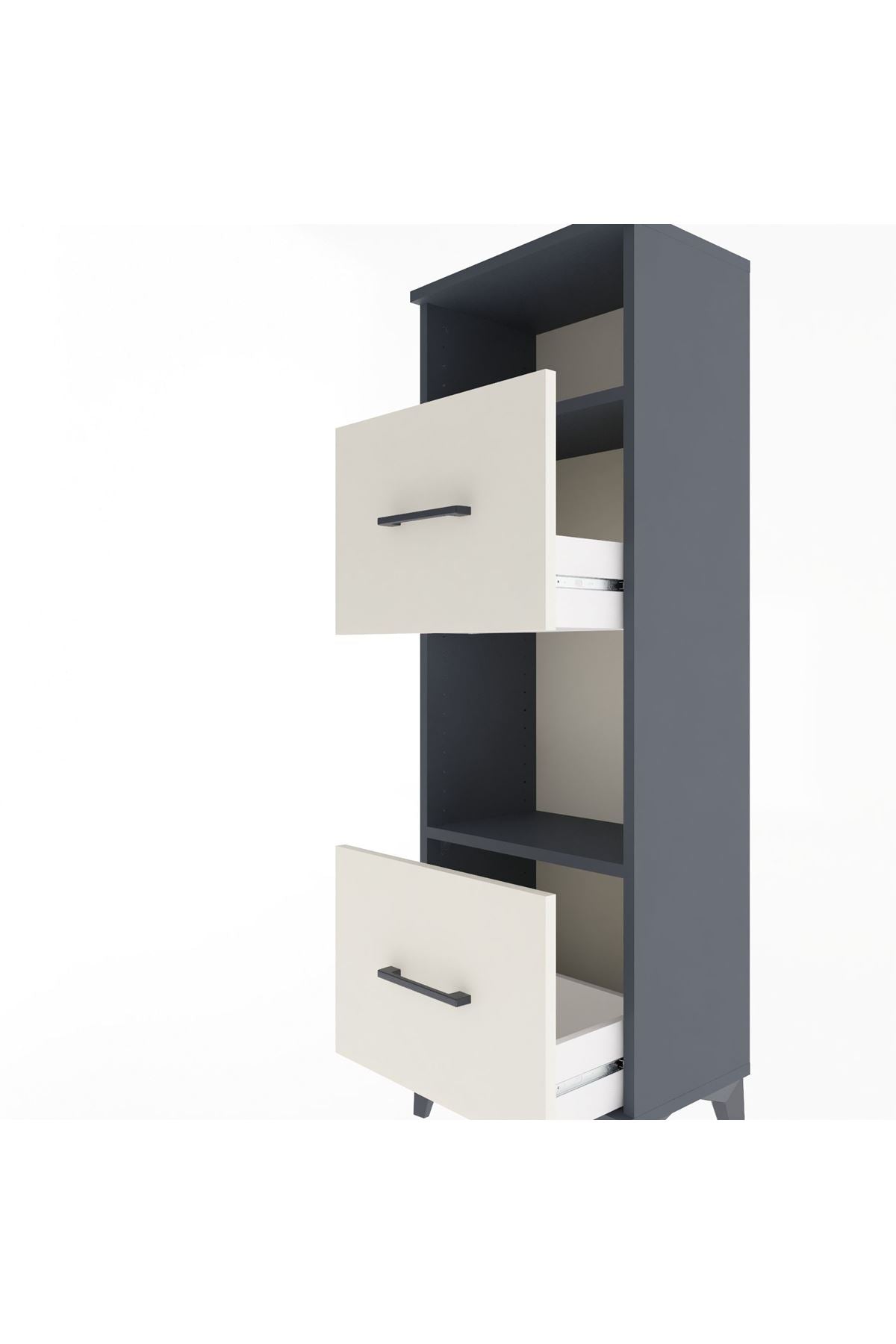Arges Dolap 2 Raflı 2 Çekmeceli 44x30x134 Antrasit-Aytaşı