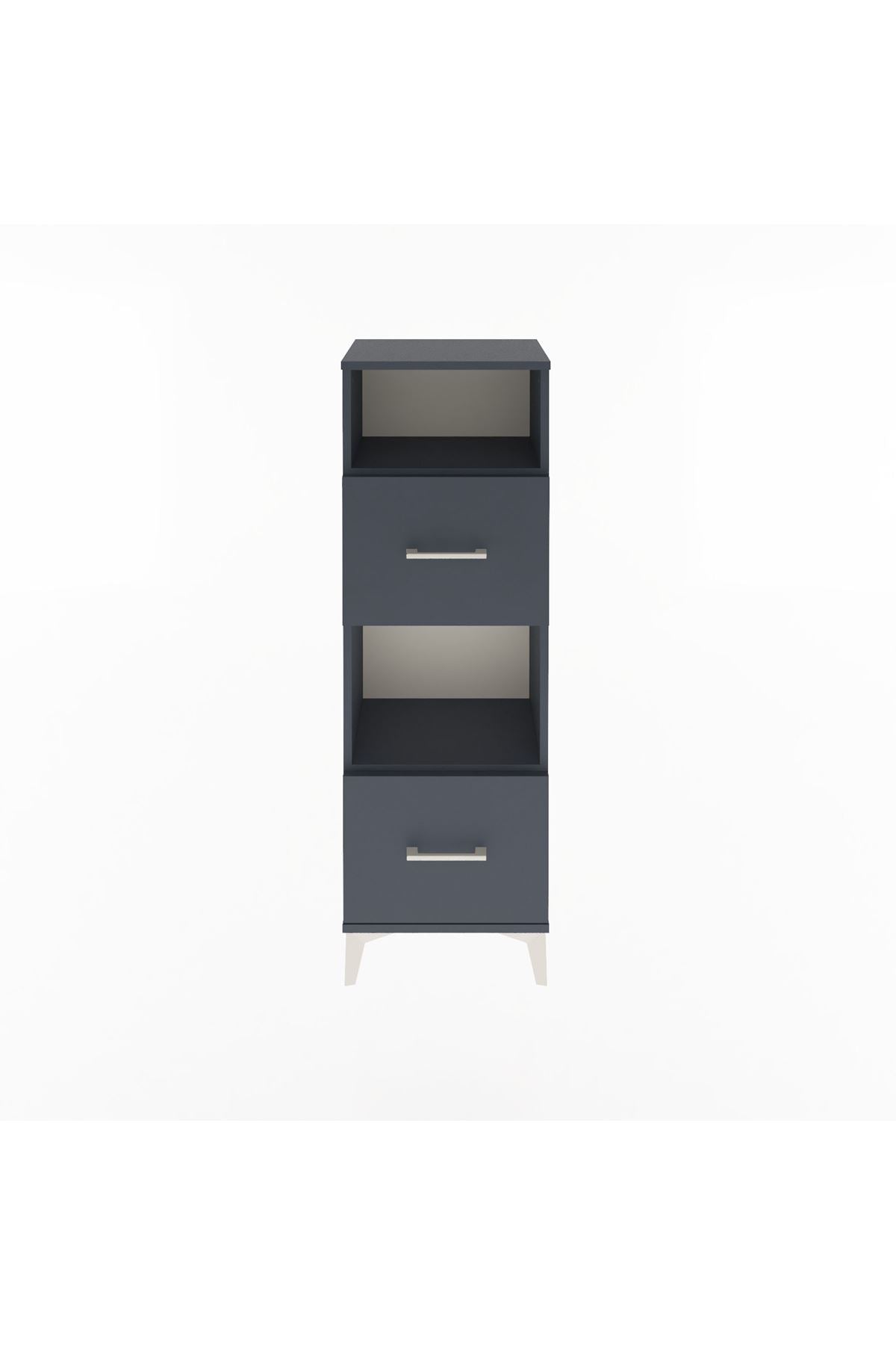Arges Dolap 2 Raflı 2 Çekmeceli 44x30x134 Antrasit-Antrasit