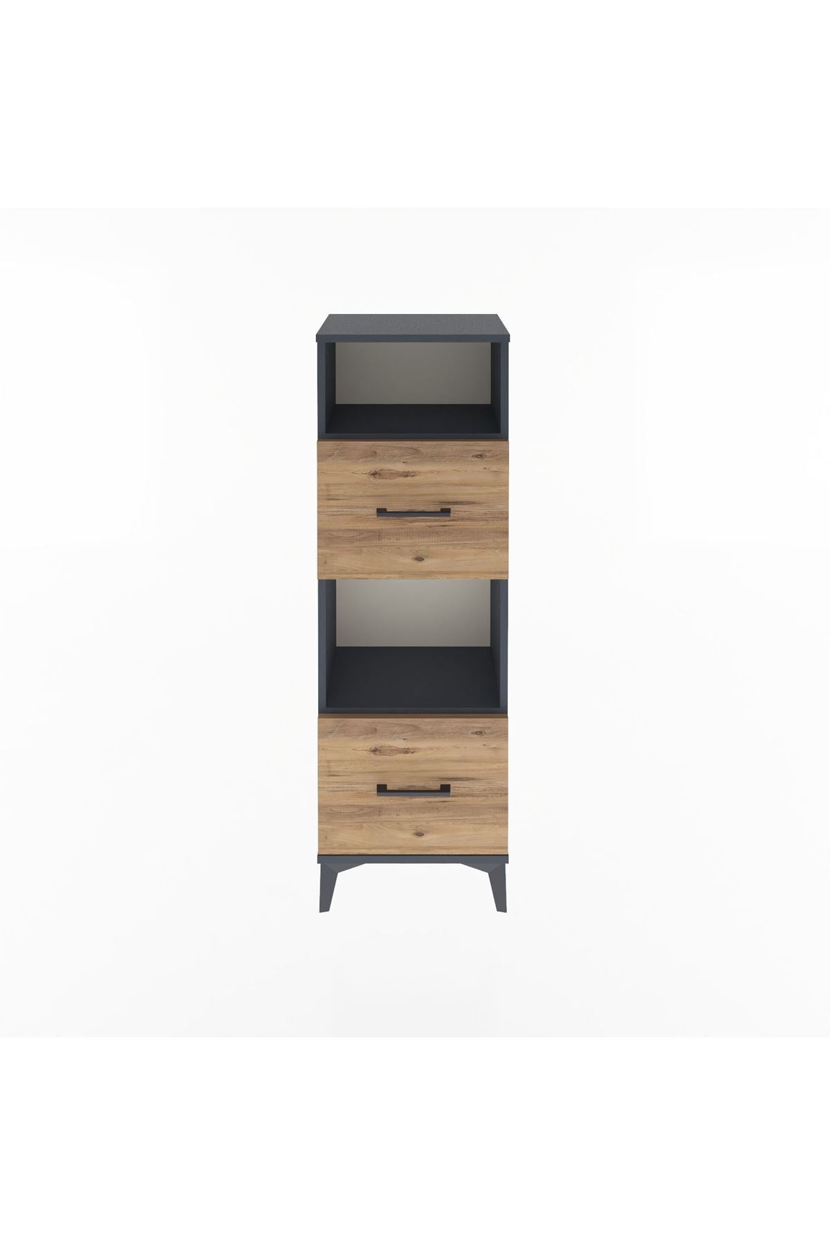 Arges Dolap 2 Raflı 2 Çekmeceli 44x30x134 Antrasit-Çam