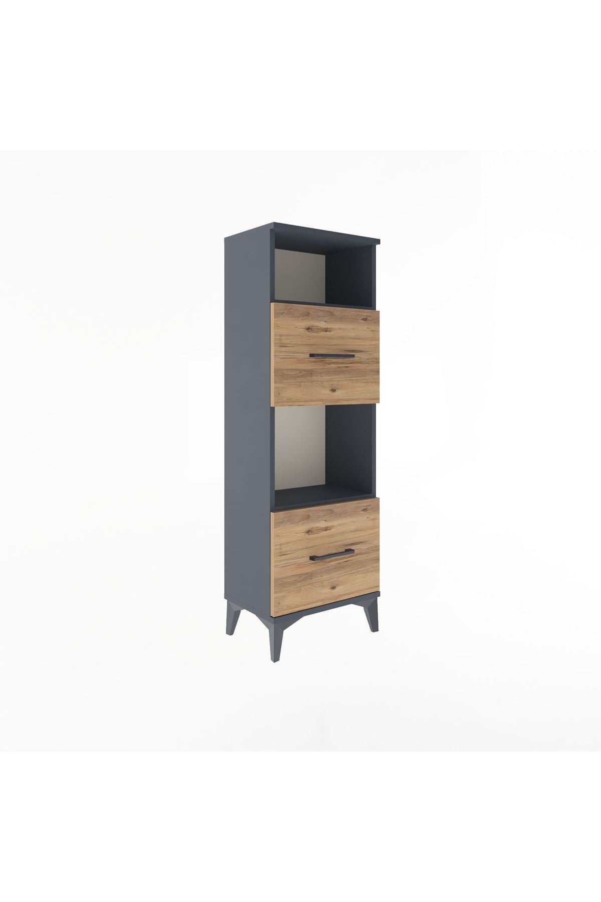Arges Dolap 2 Raflı 2 Çekmeceli 44x30x134 Antrasit-Çam