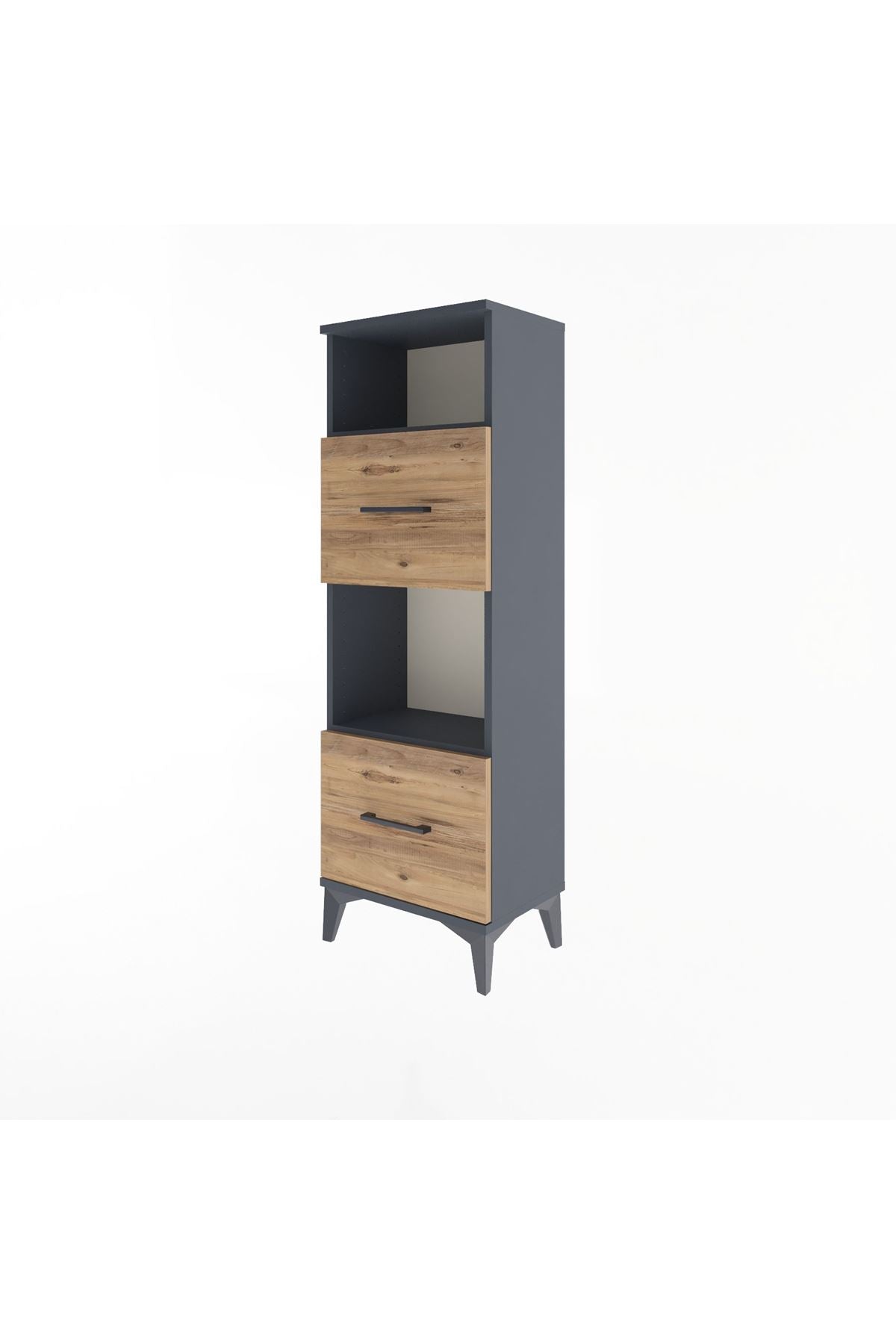 Arges Dolap 2 Raflı 2 Çekmeceli 44x30x134 Antrasit-Çam