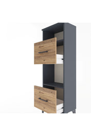 Arges Dolap 2 Raflı 2 Çekmeceli 44x30x134 Antrasit-Çam