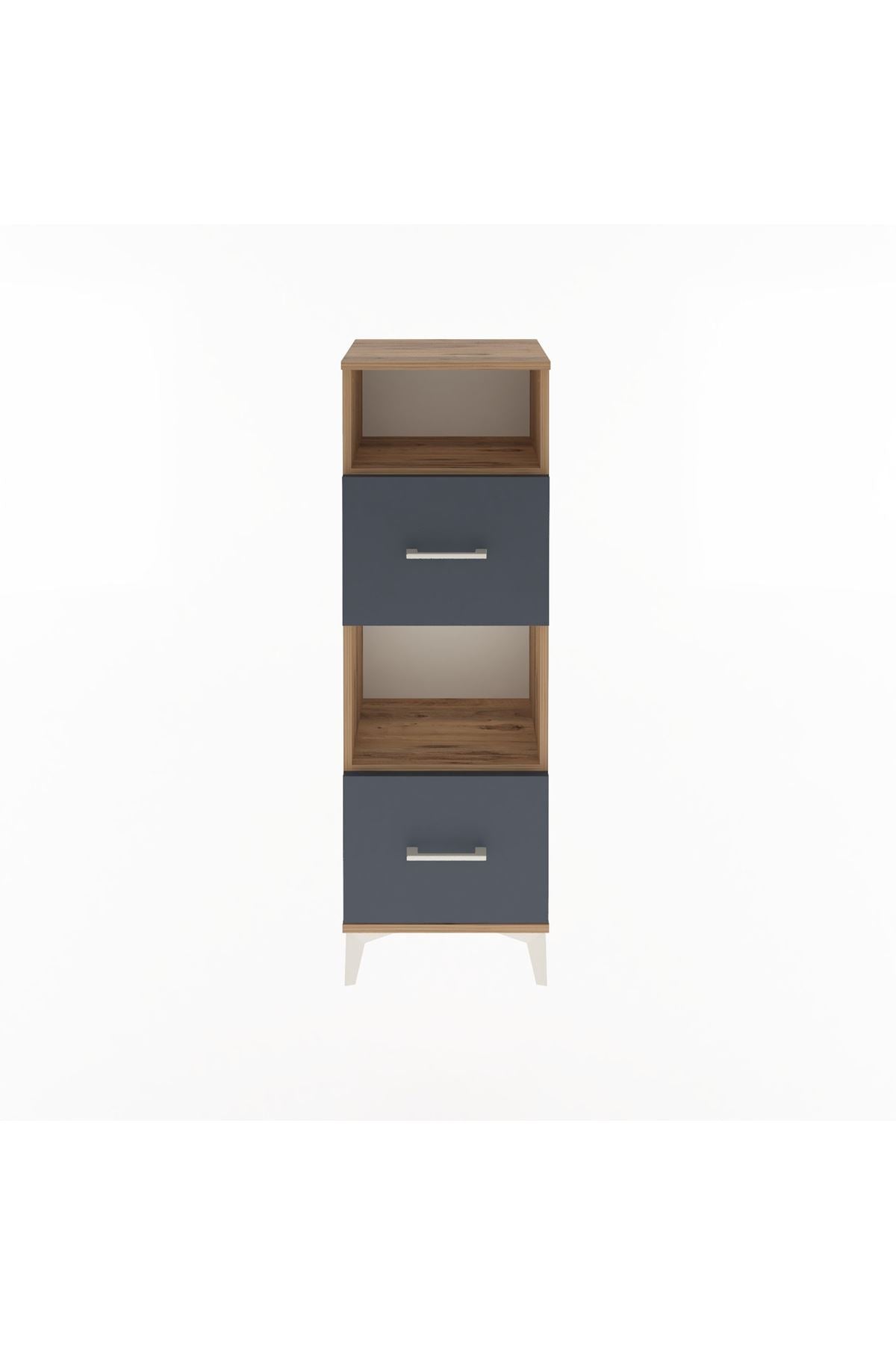 Arges Dolap 2 Raflı 2 Çekmeceli 44x30x134 Çam-Antrasit