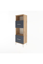 Arges Dolap 2 Raflı 2 Çekmeceli 44x30x134 Çam-Antrasit