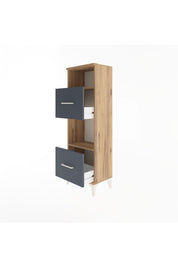 Arges Dolap 2 Raflı 2 Çekmeceli 44x30x134 Çam-Antrasit