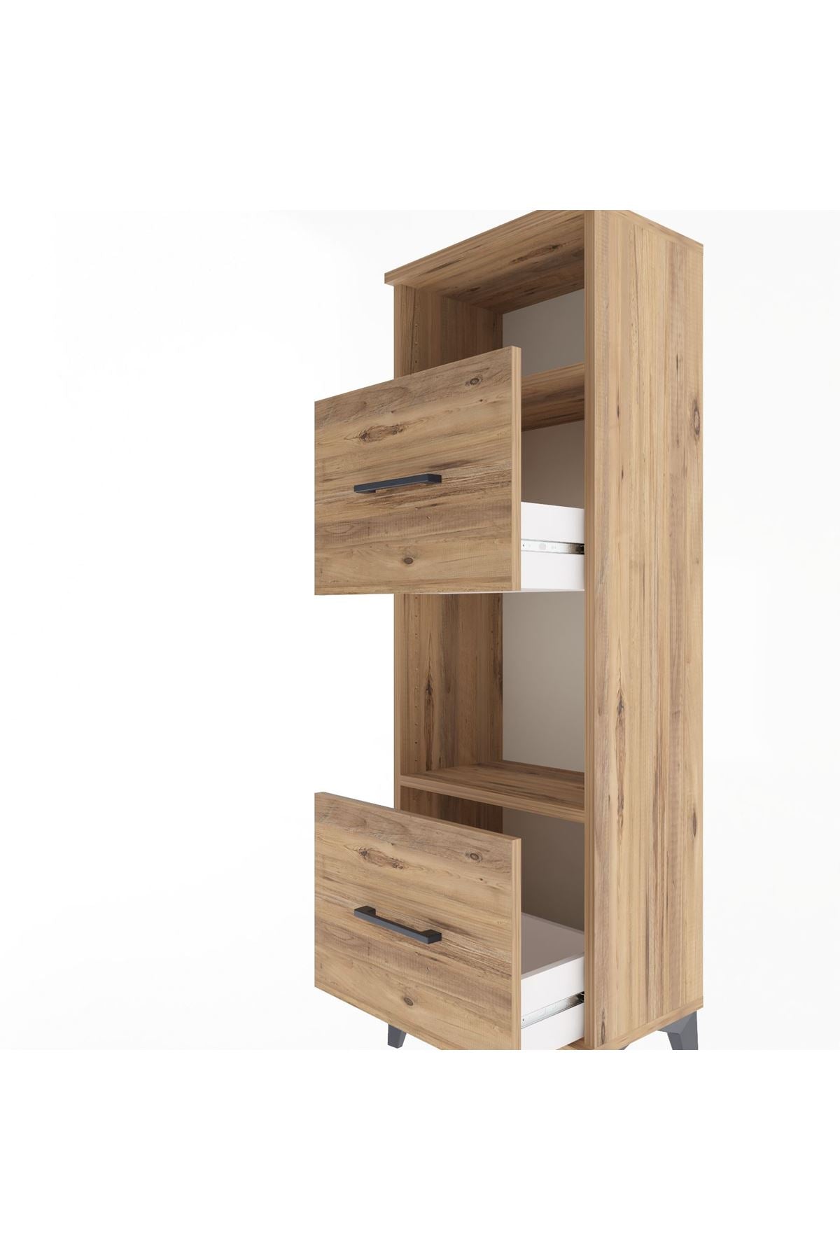 Arges Dolap 2 Raflı 2 Çekmeceli 44x30x134 Çam-Çam