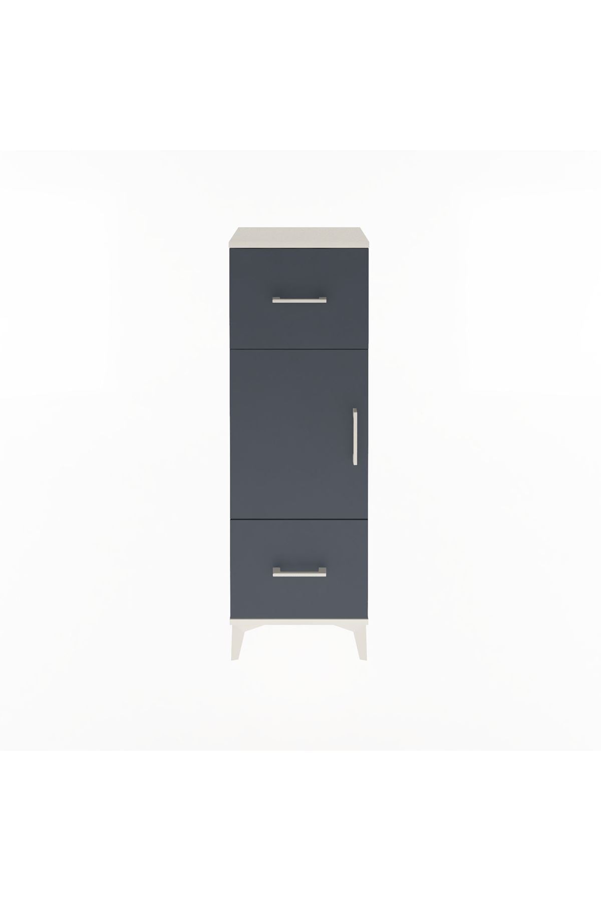 Arges Dolap 2 Raflı 2 Çekmeceli Tek Kapaklı 44x30x134 Aytaşı-Antrasit