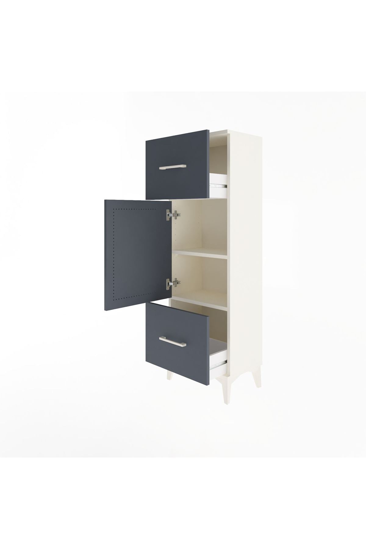 Arges Dolap 2 Raflı 2 Çekmeceli Tek Kapaklı 44x30x134 Aytaşı-Antrasit