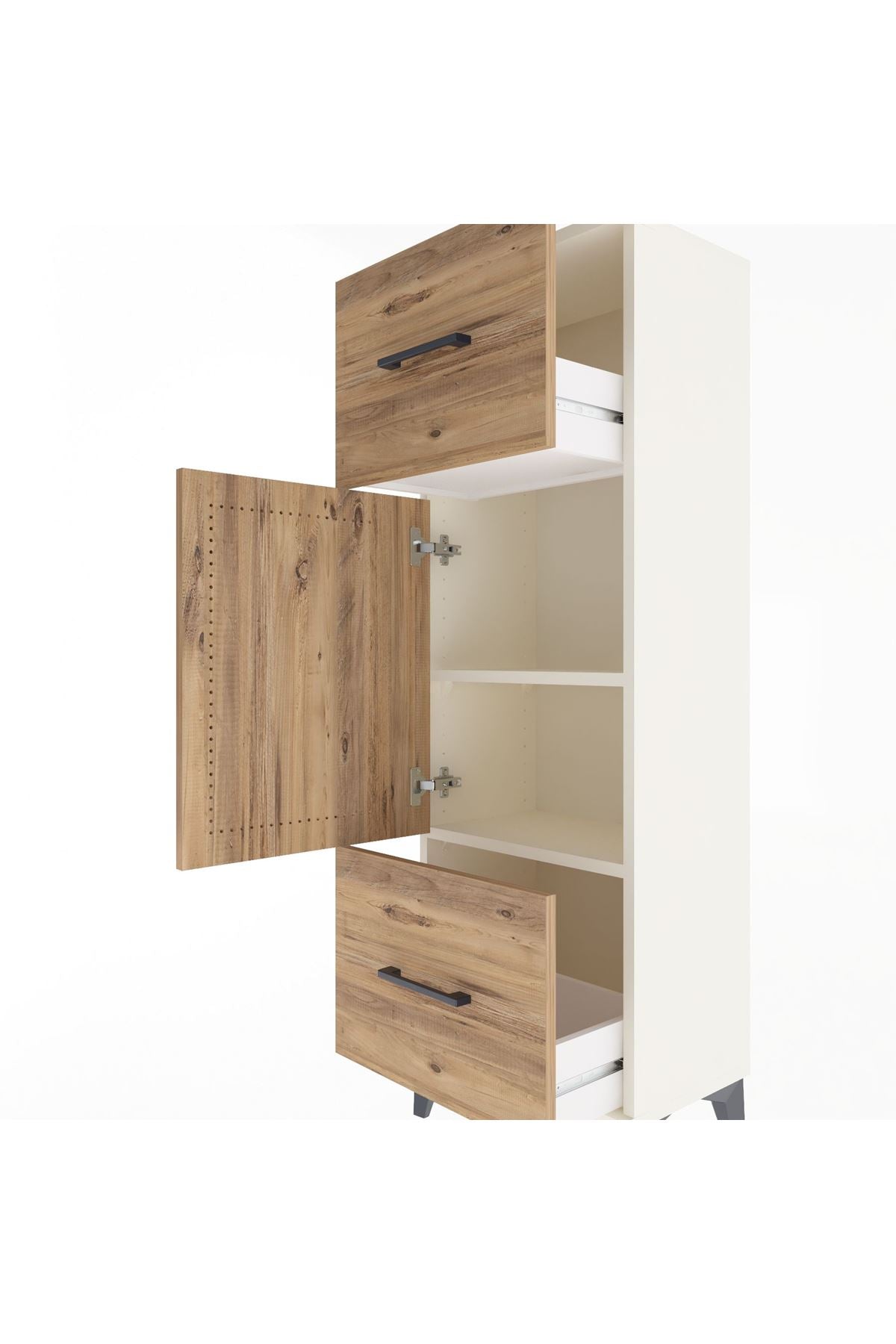 Arges Dolap 2 Raflı 2 Çekmeceli Tek Kapaklı 44x30x134 Aytaşı-Çam