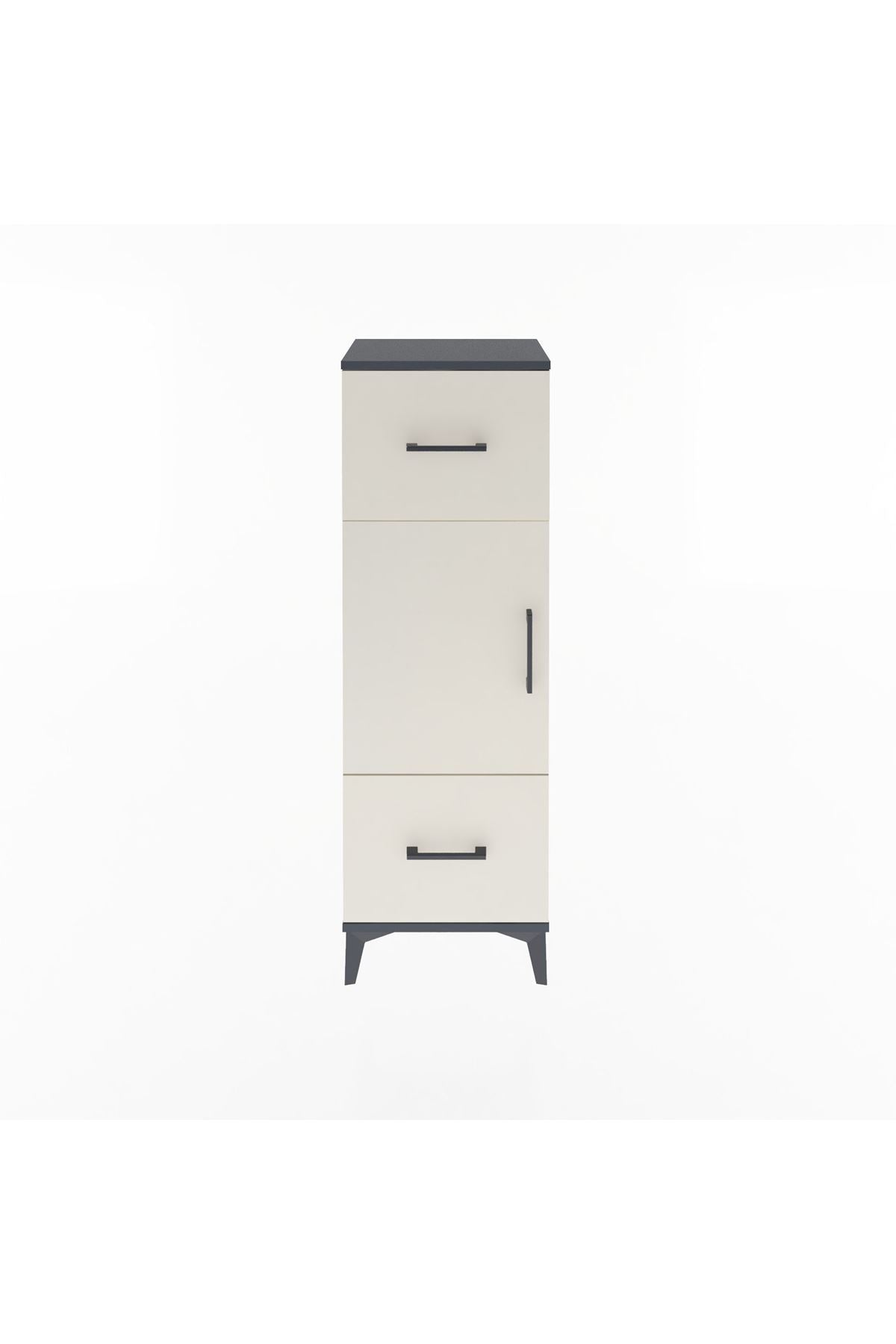 Arges Dolap 2 Raflı 2 Çekmeceli Tek Kapaklı 44x30x134 Antrasit-Aytaşı