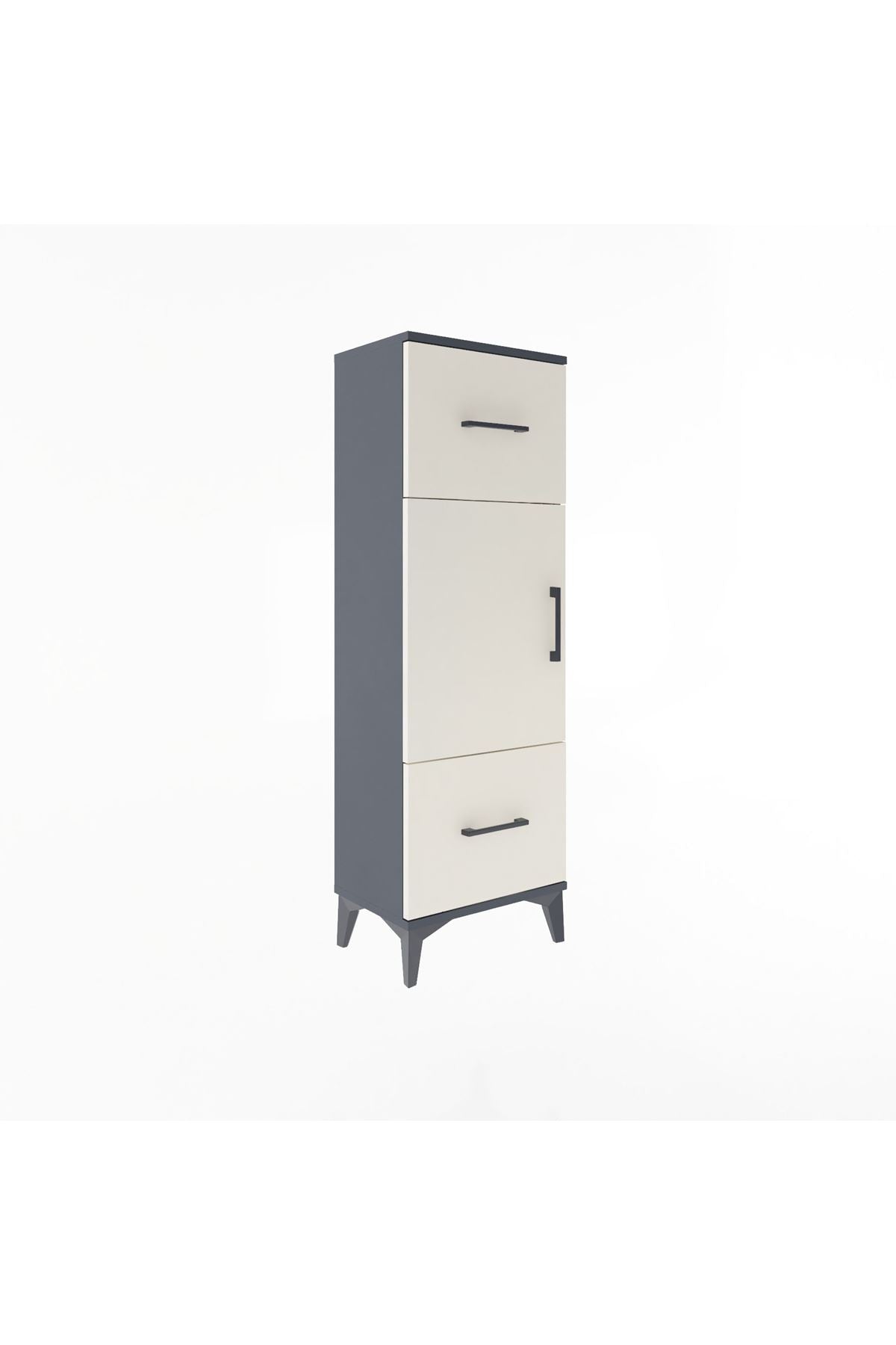 Arges Dolap 2 Raflı 2 Çekmeceli Tek Kapaklı 44x30x134 Antrasit-Aytaşı