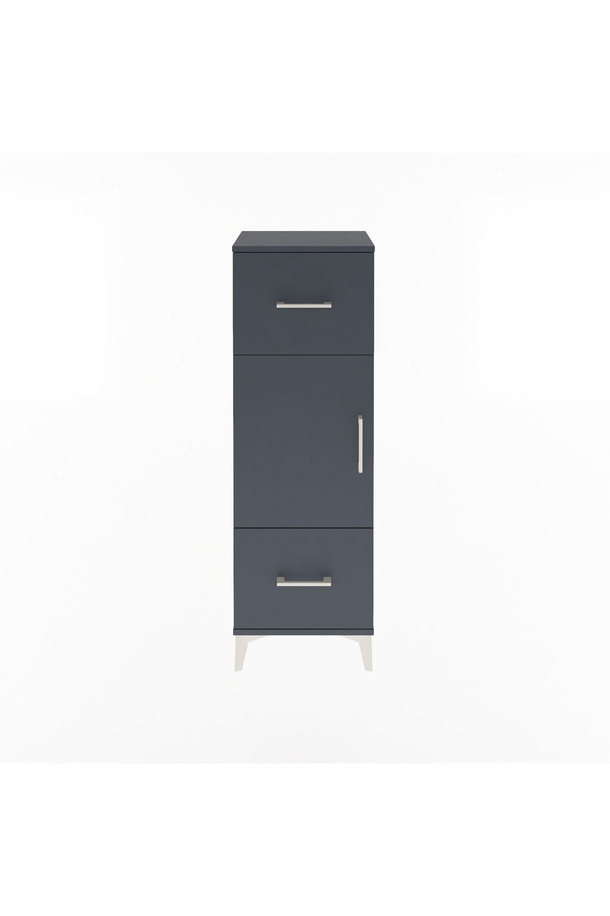 Arges Dolap 2 Raflı 2 Çekmeceli Tek Kapaklı 44x30x134 Antrasit-Antrasit