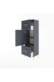 Arges Dolap 2 Raflı 2 Çekmeceli Tek Kapaklı 44x30x134 Antrasit-Antrasit