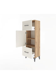 Arges Dolap 2 Raflı 2 Çekmeceli Tek Kapaklı 44x30x134 Çam-Aytaşı