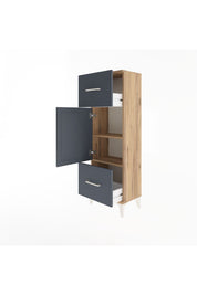 Arges Dolap 2 Raflı 2 Çekmeceli Tek Kapaklı 44x30x134 Çam-Antrasit