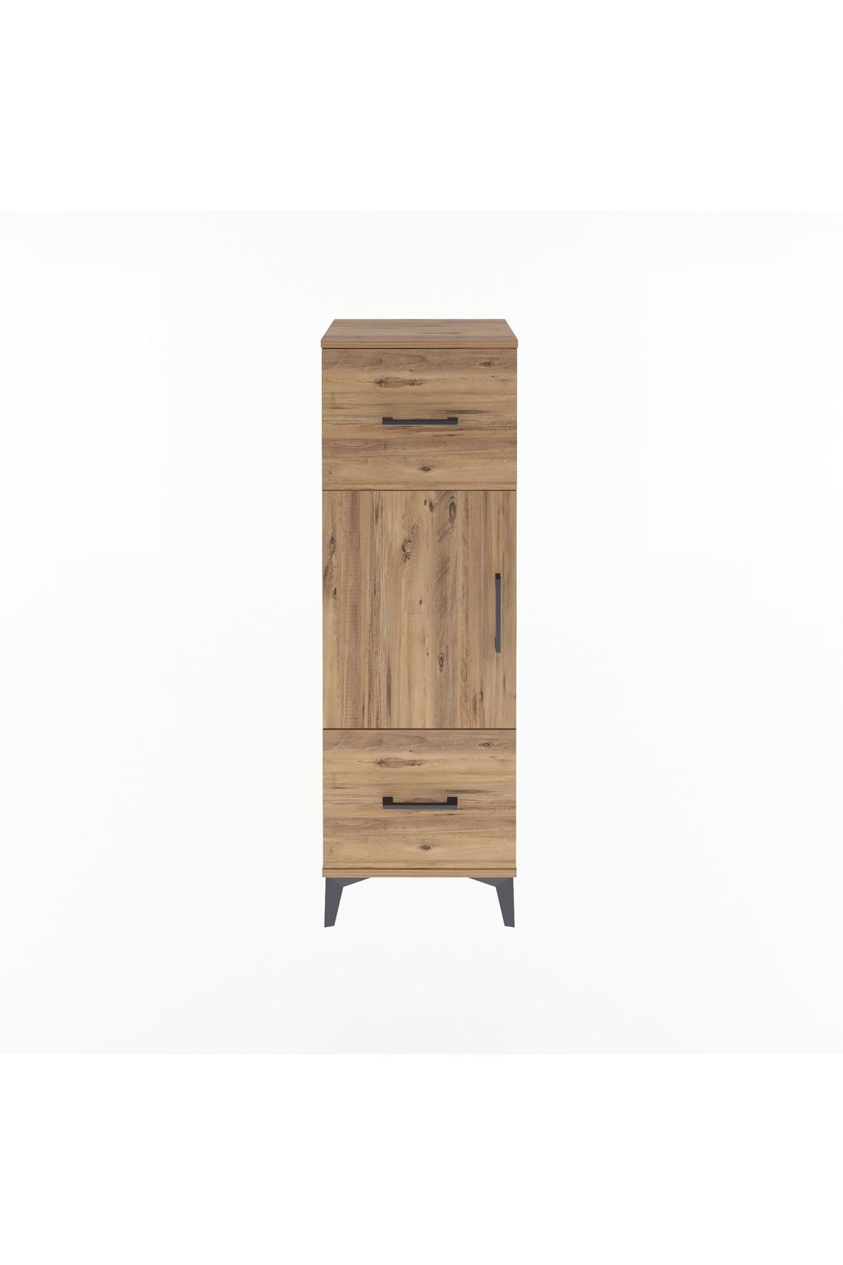 Arges Dolap 2 Raflı 2 Çekmeceli Tek Kapaklı 44x30x134 Çam-Çam