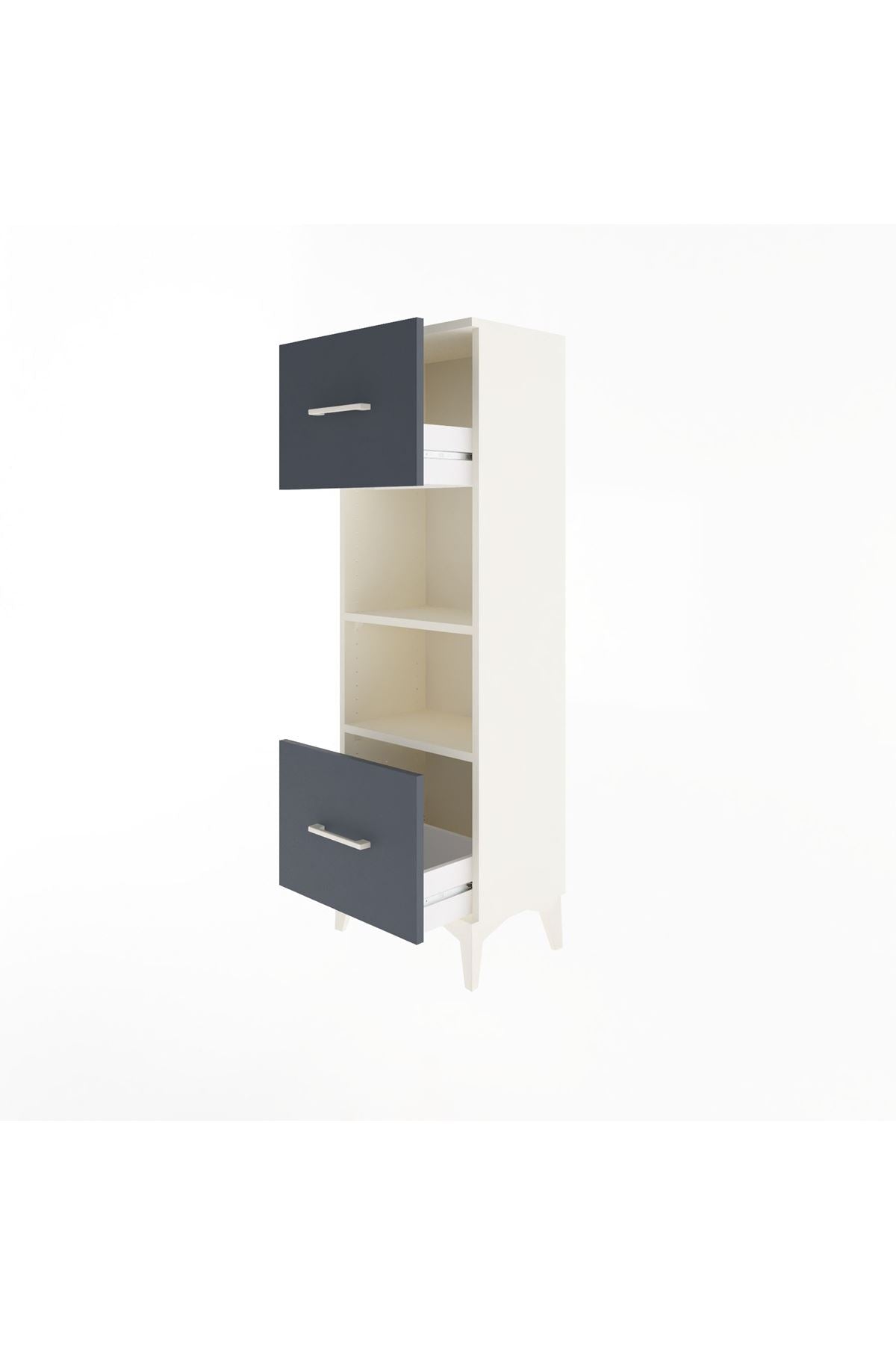 Arges Dolap 2 Raflı 2 Çekmeceli 44x30x134 Aytaşı-Antrasit