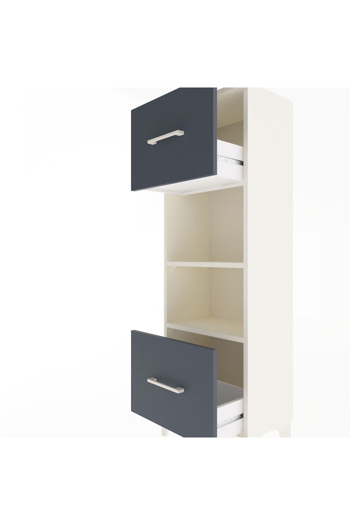 Arges Dolap 2 Raflı 2 Çekmeceli 44x30x134 Aytaşı-Antrasit