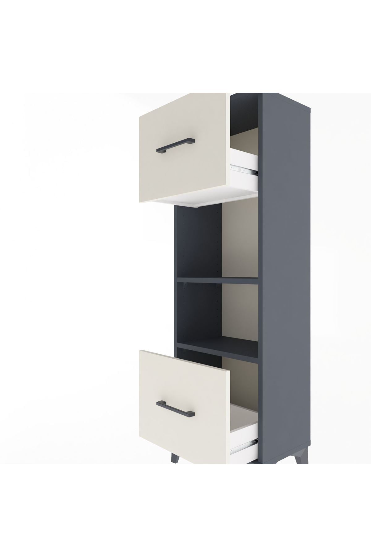 Arges Dolap 2 Raflı 2 Çekmeceli 44x30x134 Antrasit-Aytaşı