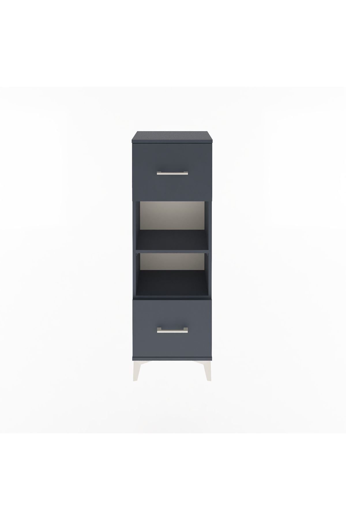 Arges Dolap 2 Raflı 2 Çekmeceli 44x30x134 Antrasit-Antrasit