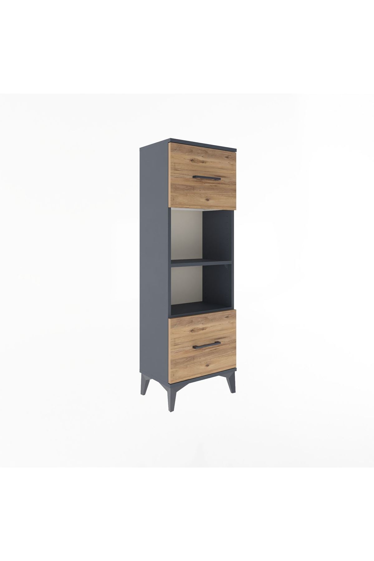 Arges Dolap 2 Raflı 2 Çekmeceli 44x30x134 Antrasit-Çam
