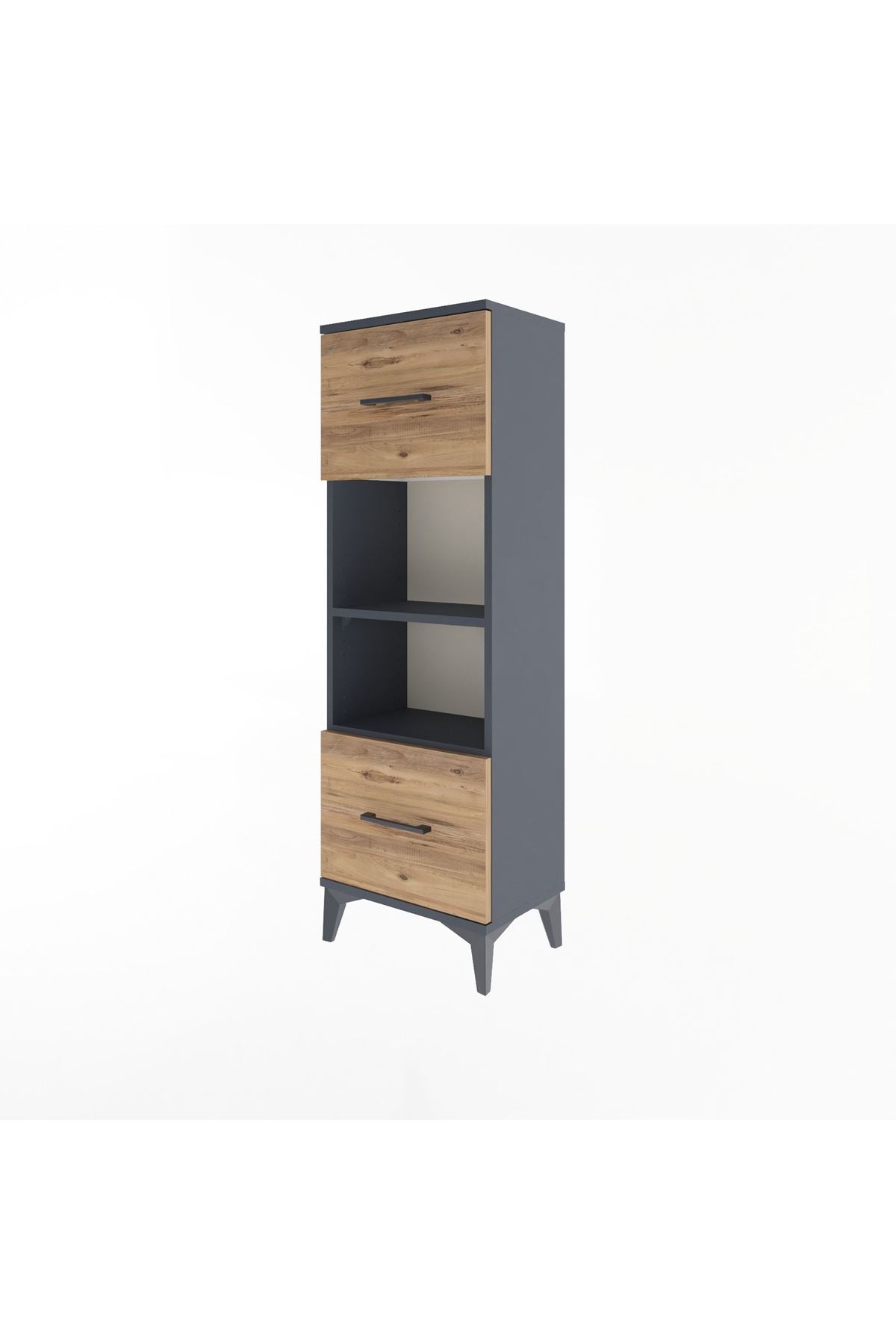 Arges Dolap 2 Raflı 2 Çekmeceli 44x30x134 Antrasit-Çam