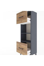 Arges Dolap 2 Raflı 2 Çekmeceli 44x30x134 Antrasit-Çam