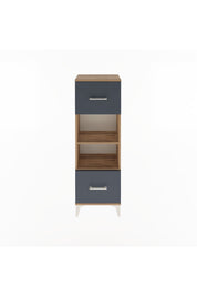 Arges Dolap 2 Raflı 2 Çekmeceli 44x30x134 Çam-Antrasit
