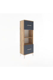 Arges Dolap 2 Raflı 2 Çekmeceli 44x30x134 Çam-Antrasit