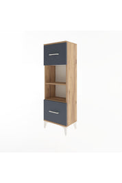 Arges Dolap 2 Raflı 2 Çekmeceli 44x30x134 Çam-Antrasit