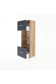 Arges Dolap 2 Raflı 2 Çekmeceli 44x30x134 Çam-Antrasit