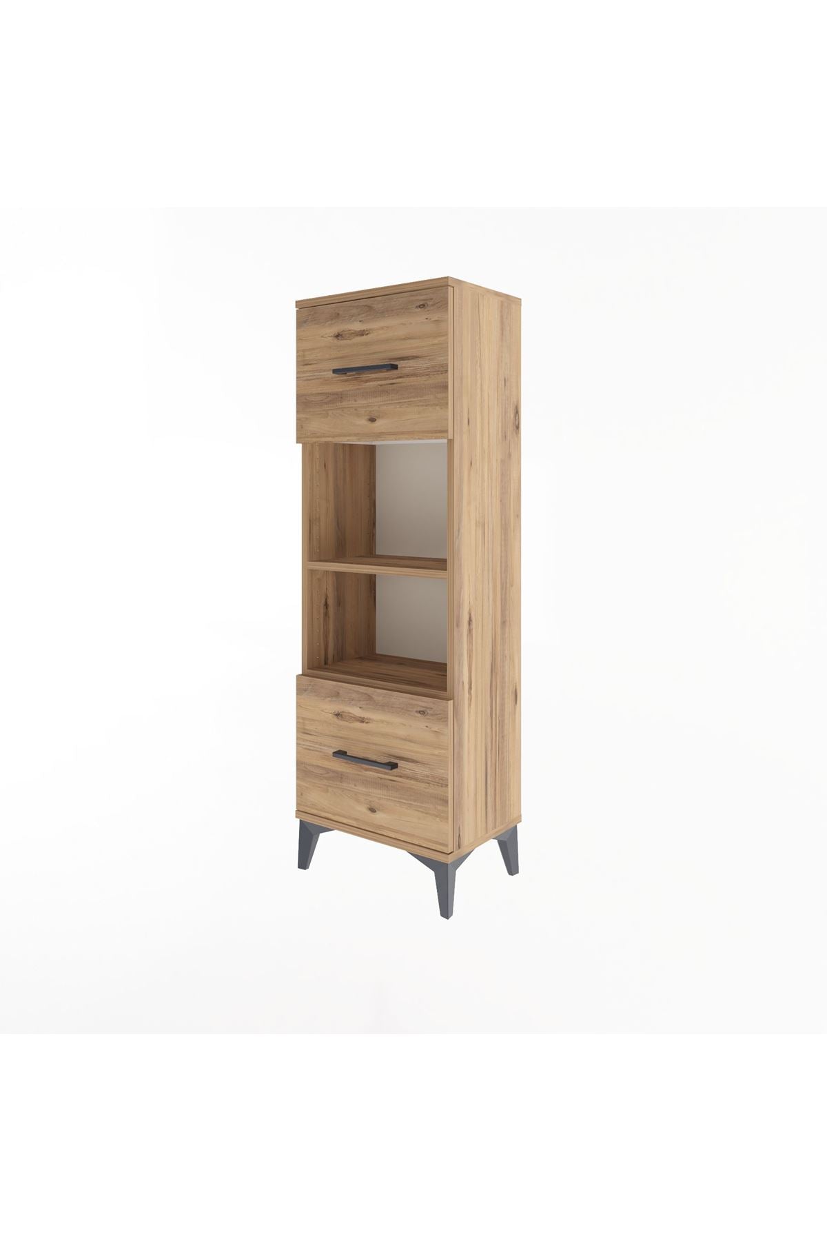 Arges Dolap 2 Raflı 2 Çekmeceli 44x30x134 Çam-Çam