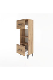 Arges Dolap 2 Raflı 2 Çekmeceli 44x30x134 Çam-Çam