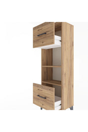 Arges Dolap 2 Raflı 2 Çekmeceli 44x30x134 Çam-Çam