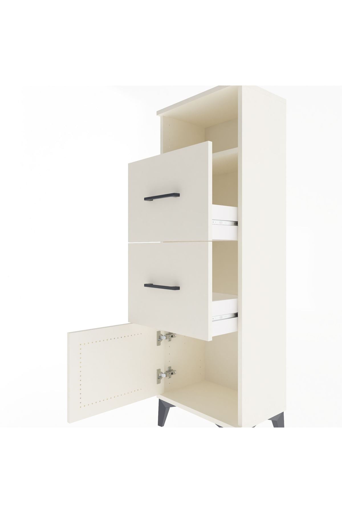 Arges Dolap Tek Raflı 2 Çekmeceli Tek Kapaklı 44x30x134 Aytaşı-Aytaşı