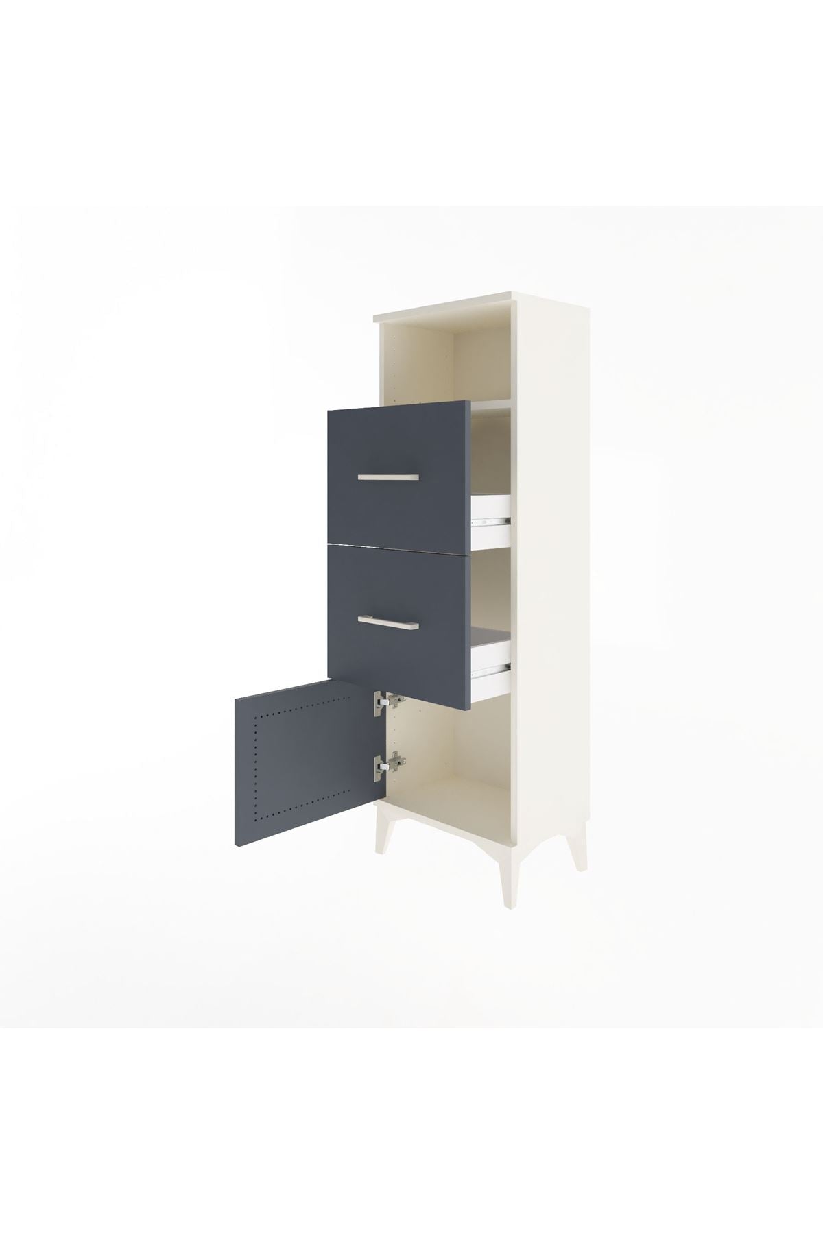 Arges Dolap Tek Raflı 2 Çekmeceli Tek Kapaklı 44x30x134 Aytaşı-Antrasit