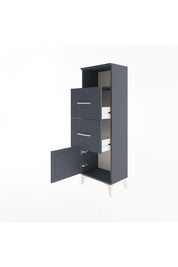 Arges Dolap Tek Raflı 2 Çekmeceli Tek Kapaklı 44x30x134 Antrasit-Antrasit