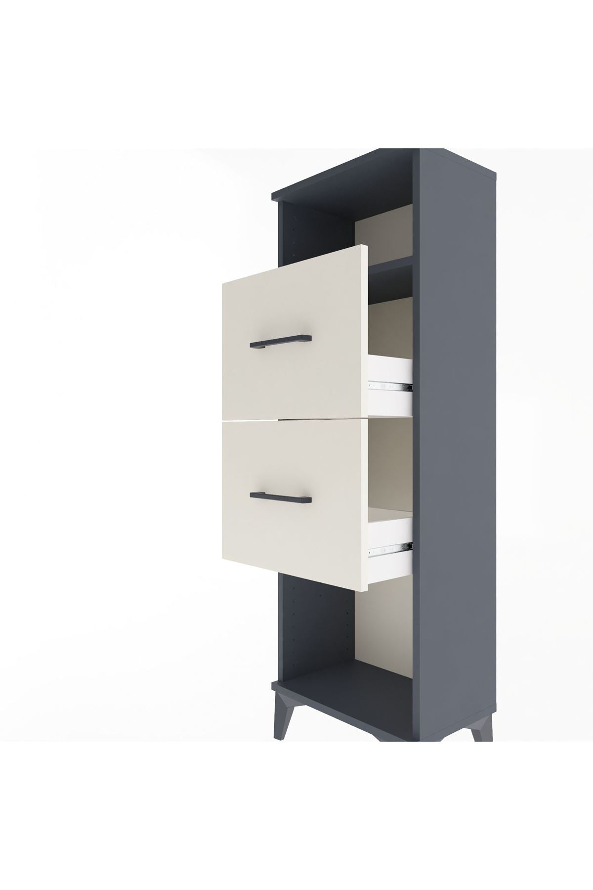 Arges Dolap Tek Raflı 2 Çekmeceli 44x30x134 Antrasit-Aytaşı