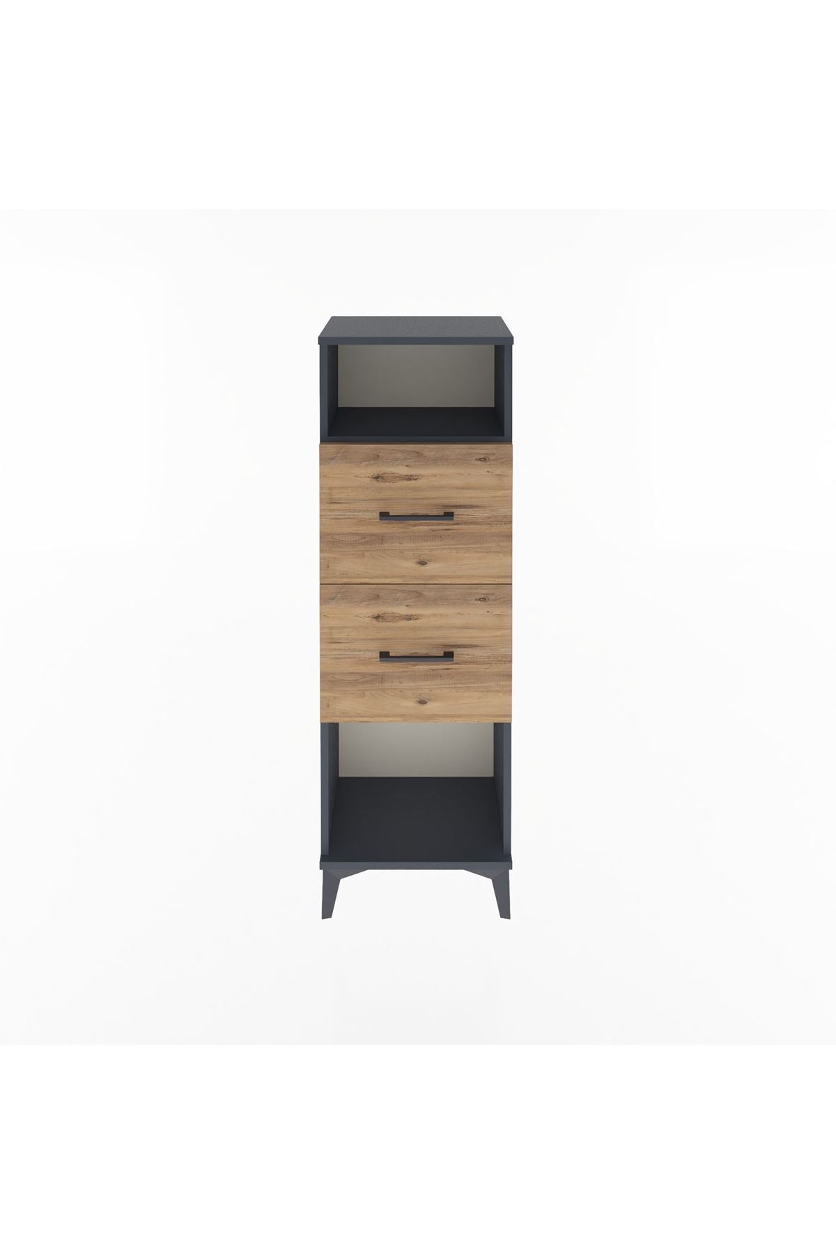 Arges Dolap Tek Raflı 2 Çekmeceli 44x30x134 Antrasit-Çam