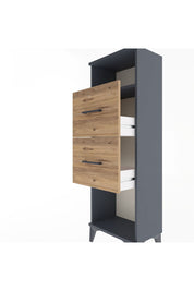 Arges Dolap Tek Raflı 2 Çekmeceli 44x30x134 Antrasit-Çam