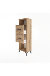 Arges Dolap Tek Raflı 2 Çekmeceli 44x30x134 Çam-Çam