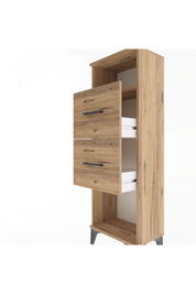 Arges Dolap Tek Raflı 2 Çekmeceli 44x30x134 Çam-Çam