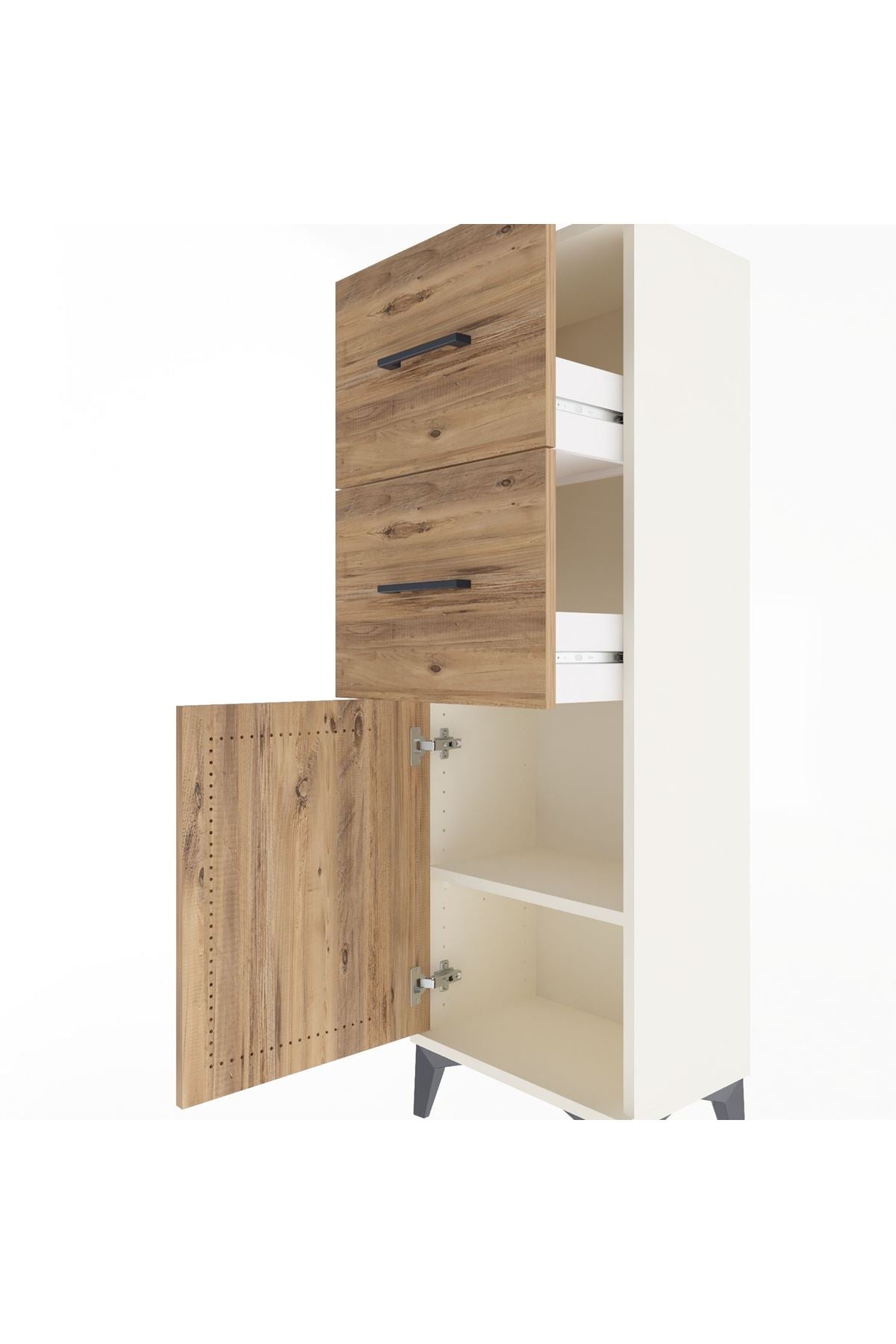 Arges Dolap Tek Raflı 2 Çekmeceli Tek Kapaklı 44x30x134 Aytaşı-Çam