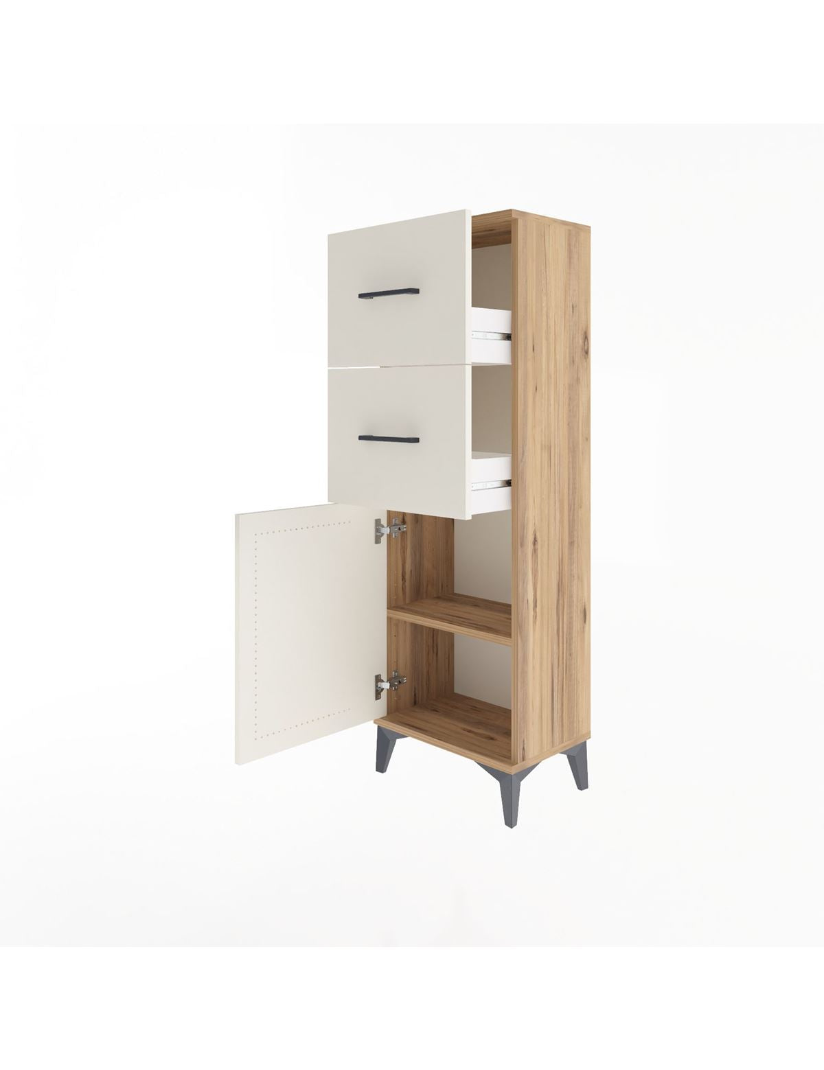 Arges Dolap Tek Raflı 2 Çekmeceli Tek Kapaklı 44x30x134 - S16M009V7A