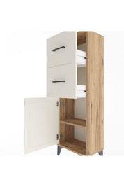 Arges Dolap Tek Raflı 2 Çekmeceli Tek Kapaklı 44x30x134 Çam-Aytaşı