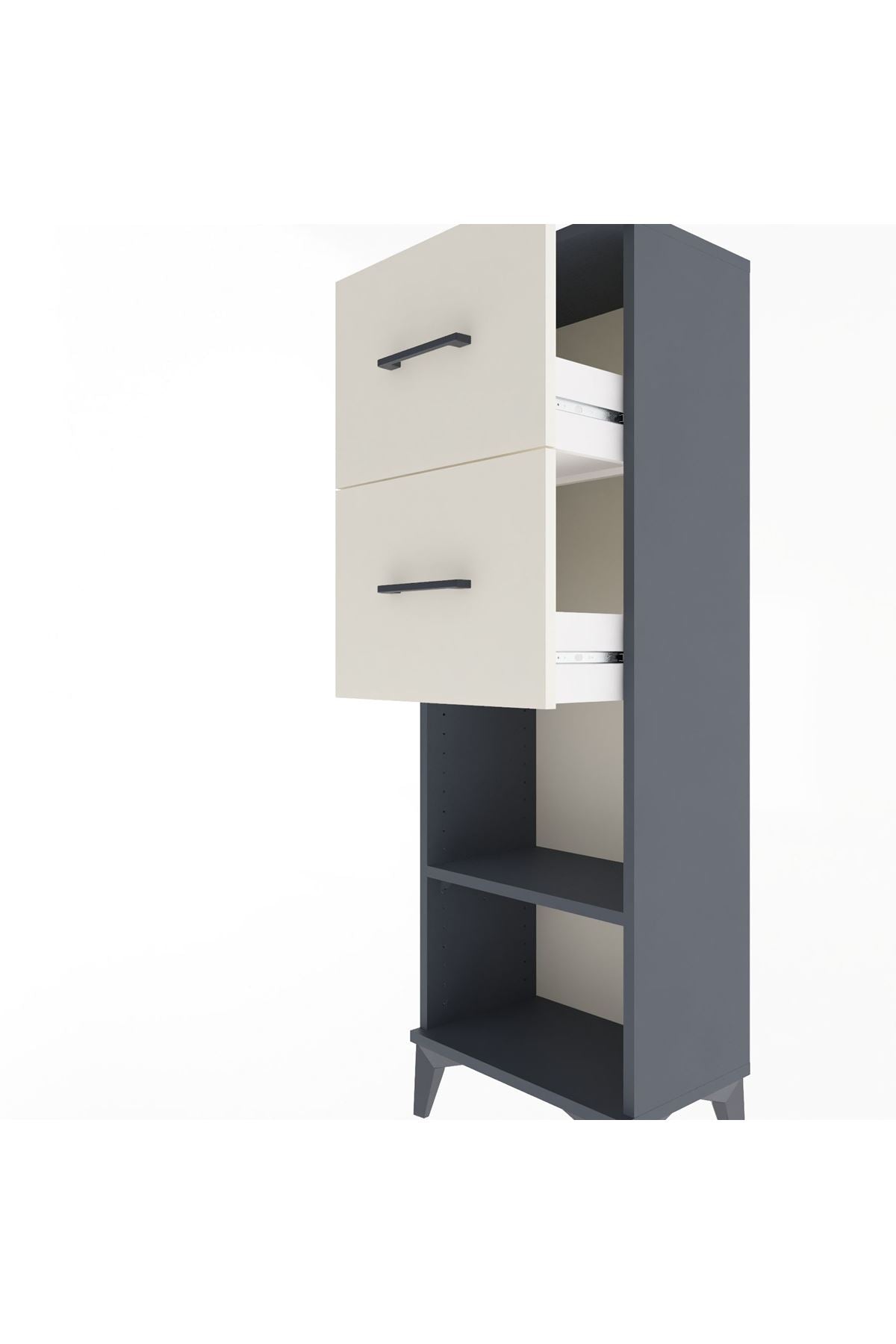 Arges Dolap Tek Raflı 2 Çekmeceli 44x30x134 Antrasit-Aytaşı