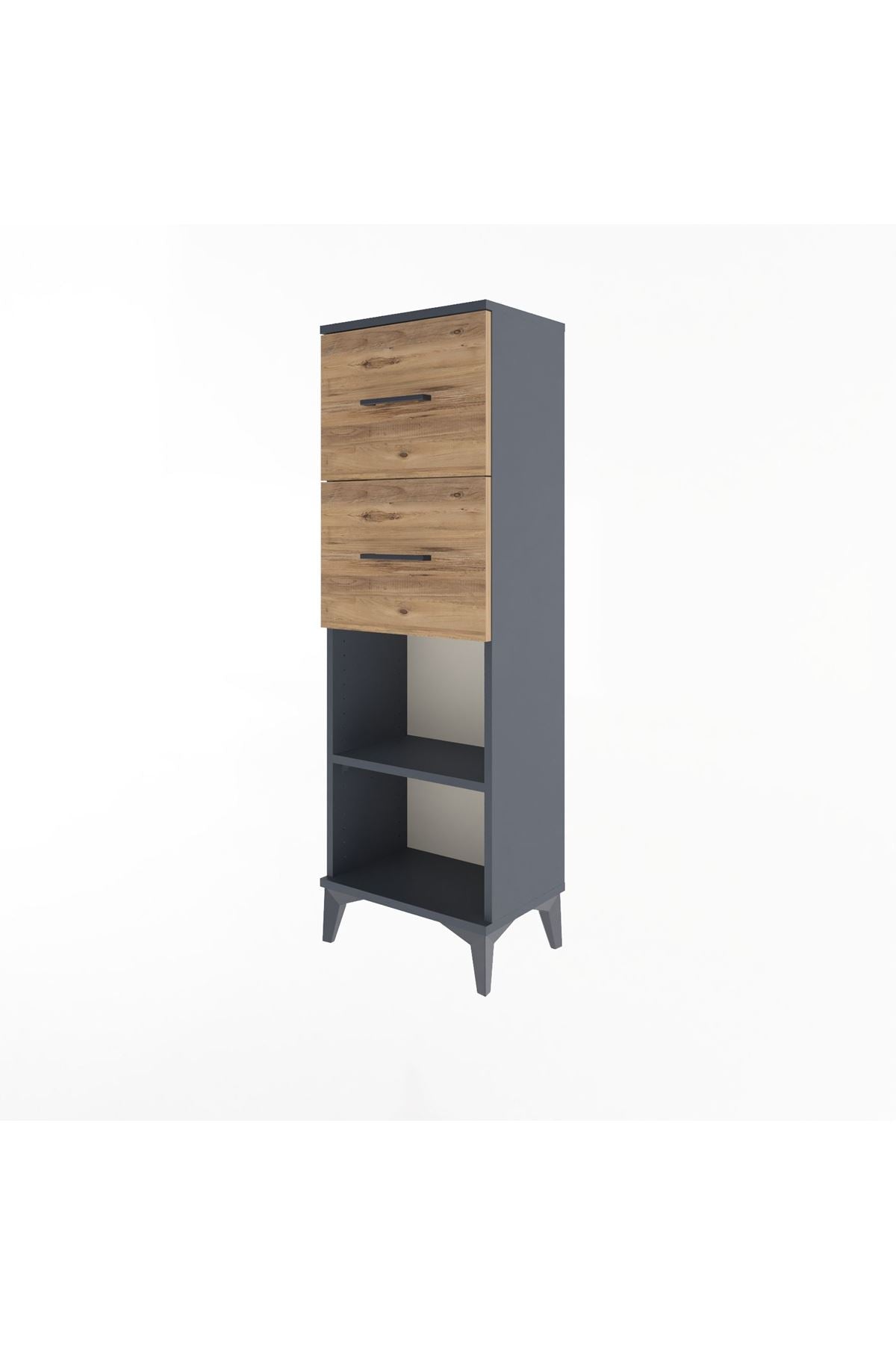 Arges Dolap Tek Raflı 2 Çekmeceli 44x30x134 Antrasit-Çam
