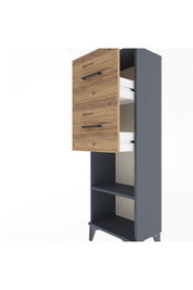 Arges Dolap Tek Raflı 2 Çekmeceli 44x30x134 Antrasit-Çam