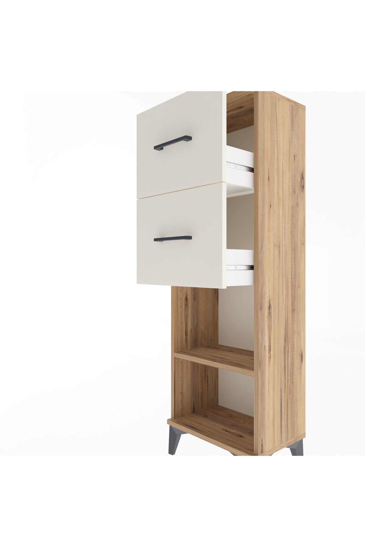 Arges Dolap Tek Raflı 2 Çekmeceli 44x30x134 Çam-Aytaşı